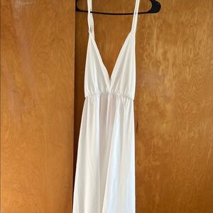 Amazon White Backless Plunge Maxi Dress